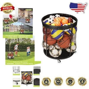 48 Gallon Sports Equipment Organizer with Rolling Wheels - Multi-Sport Ball Cart - Picture 1 of 9