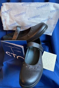 Stonefly Black Leather Women's Shoes Euro Comfort Encore New W/ Box Size 10 EU42 - Picture 1 of 11