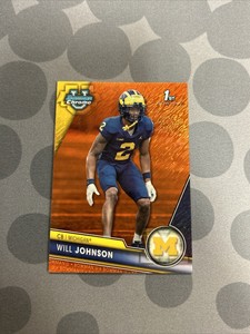 2023 Bowman Chrome University Will Johnson Orange Shimmer 1st 12/25
