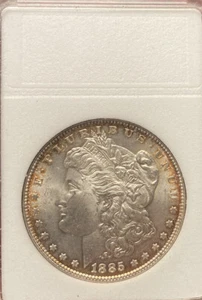 1885-P Morgan Silber Dollar in Prägezustand heller Rand getönt Vorderseite - Bild 1 von 3
