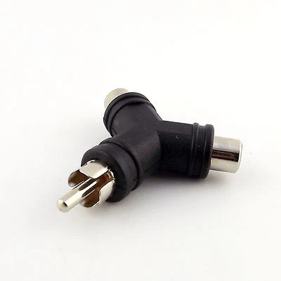 Audio Splitter RCA Phono Male Plug To 2x RCA Female Jack Y A/V Adapter Connector - Image 1 of 4