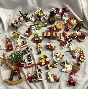 Lote de adornos navideños de madera vintage - Imagen 1 de 6