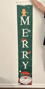 Banner Buon Natale Porta Frontale 1 Paia Babbo Natale Verde 2 Pz-NUOVI - Foto 1 di 2
