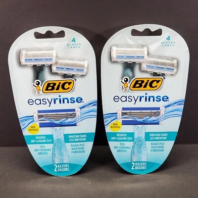 BIC EasyRinse Anti-Obstrucción Para Mujer Desechables 4 Hojas Maquinillas de Afeitar 2 PK NUEVO Foto 1 de 4