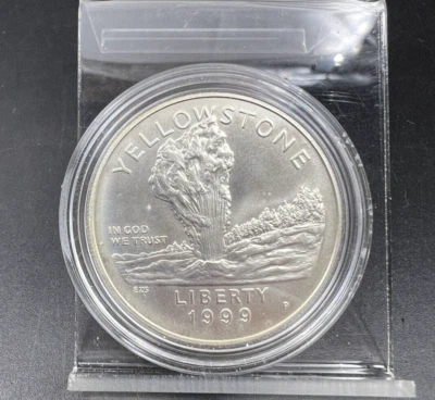 1999 P $1 Yellowstone National Park Silver Commemorative Dollar Coin GEM BU - Image 1 of 4