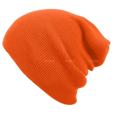 Solid Plain Slouchy Knit Beanie Hat Ski Skull Winter Men Women Cuff Cap Baggy CF - Image 1 of 3