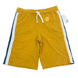 Cat & Jack Boys Size XL 16 Knit Shorts Striped Side Pockets Gold/Navy NWD - Picture 1 of 11