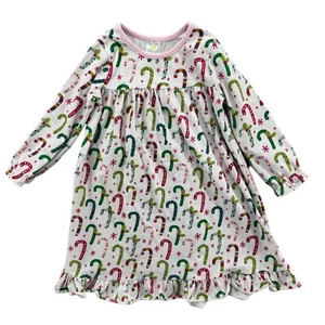 Stitchy Fish Christmas Dress Girls White Multicolor Candy Cane Print Size 5 - Picture 1 of 7
