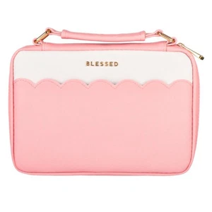 Cubierta bíblica de moda de cuero sintético festoneado rosa bendito - Imagen 1 de 3