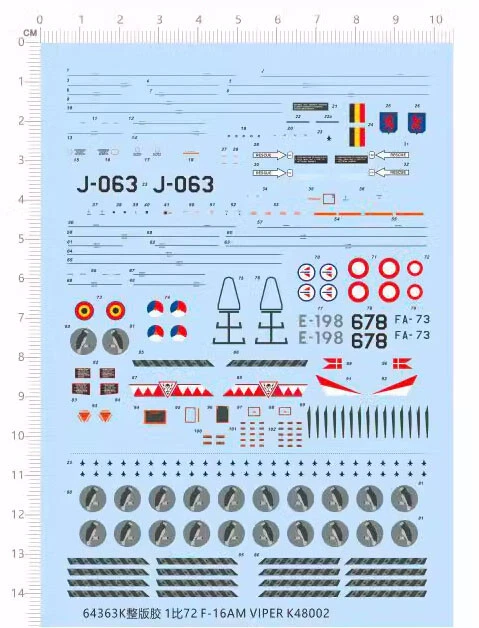 1/72 F-16 AM Block 15 NATO Viper Fighting Falconl Fighter Water Slide Decal - Image 1 of 1