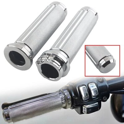 1"Motorcycle Handlebar Hand Grips For Harley Electra Glide Dyna Road King Chrome - Image 1 of 4
