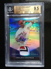 2011 TOPPS TRIPLE THREADS UNITY RELIC AUTO SAPPHIRE AROLDIS CHAPMAN- BGS 9.5 10