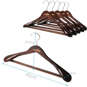 Heavy Duty Lotus Wood Clothes Hangers Walnut Coat Suit Dress Pants Shirt Hanger - Picture 1 of 11