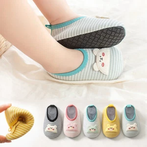 Girls Baby Boys Walking Anti-Slip Cotton Soft Sole Sock Flats Shoes Size 0-18M - Picture 1 of 15