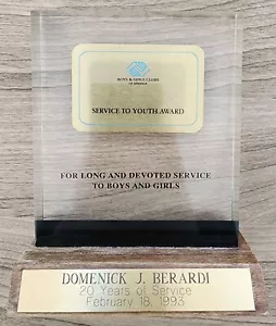 Vintage 1993 Boys & Girls Club Of America 20 Years of Service To Youth Award - Picture 1 of 2