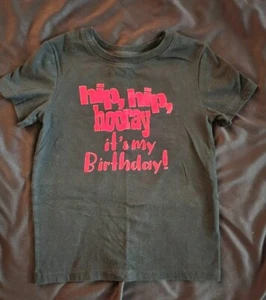 Boys 4T birthday theme short sleeve tshirt Black - Picture 1 of 3