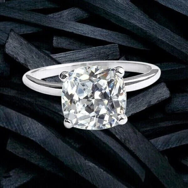 Cushion Cut 3.0Ct IGI Certified Lab Grown Diamond Solitaire Ring 14k White Gold - Image 1 of 4
