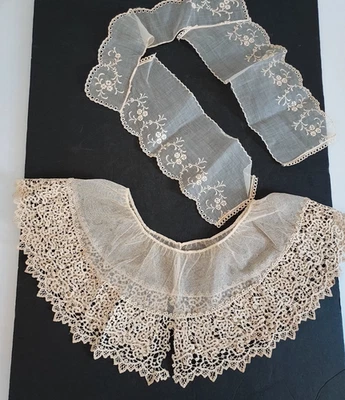 Juego de 2 collares de encaje tatuados o chal de hombro antiguo/vintage Foto 1 de 4