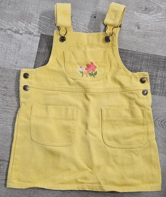 1980s Arizona Jean Company Yellow Girls Skirt Overall Size 4 With Embroidery - Image 1 of 4