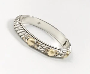 Brighton Hinged Bangle Bracelet Silver & Gold Amber Crystals. #676 - Picture 1 of 7