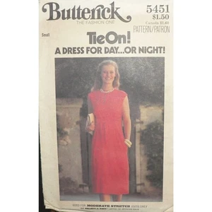 1978 Butterick 5451 Pattern Tie On! A Dress for Day or Night Small 6,8,10 Uncut - Picture 1 of 2