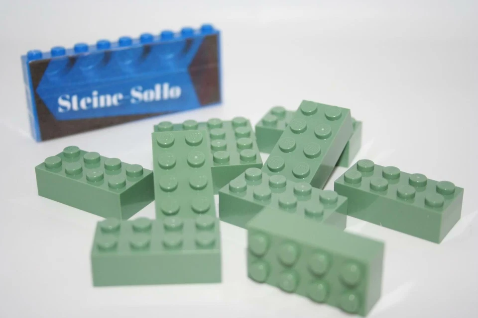 Lego (c) 10x 2x4 - Basic Stein - sandgrün - Grundbausteine - #3001 - brick green - Bild 1 von 1