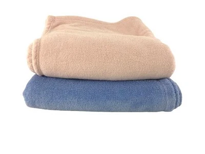 Lote de 2 mantas de lana para niños rosa claro y azul claro 62"x49" Foto 1 de 4