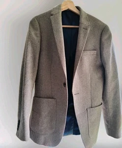 Men's Blazer Jacket TOP MAN Size 36R Slim Fit- Tweed Effect Tan - Never Worn - Picture 1 of 4
