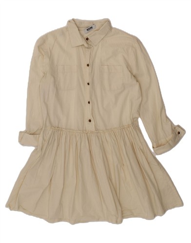 MOSCHINO Vestito Camicia Donna UK 10 Small Beige OQ08
