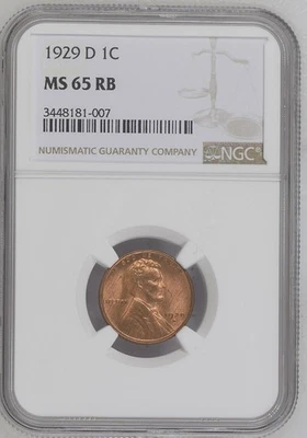 1929 D LINCOLN CENT NGC MS 65 RB ~ LOW POP! - Image 1 of 2