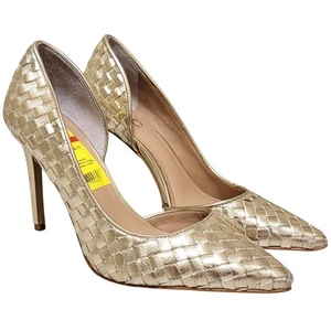 INC INTL Concepts Women Kenjay95 D'orsay Pump Heels Size US 6.5M Gold Woven - Picture 1 of 4