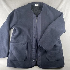 UNIQLO x Engineered Garments Fleece Collarless Coat Men M Navy Zip Snap Oversize - Picture 1 of 8