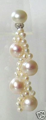 7-7.5mm White Cultured Pearl Dangle Earrings in Sterling Silver .925 Custom Made - Image 1 of 2