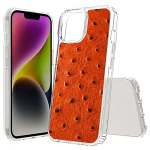 Für Apple iPhone 15 Serie, Hybrid Cover, orangefarbener Straußendruck - Bild 1 von 11