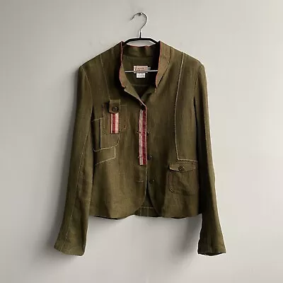 AVOCA Anthology Women’s Linen Blazer Jacket Size 1 Green  - Image 1 of 4