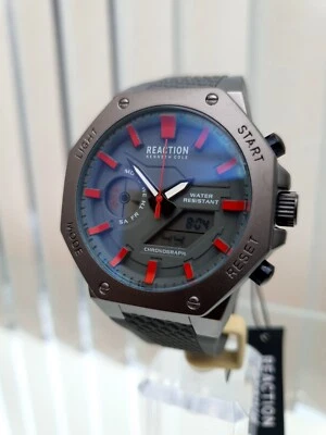 Nuevo Kenneth Cole Reloj Hombre Doble Analógico y Digital Alarma Gunmetal Regalo Para Él  Foto 1 de 4