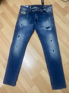 MADE ITALY NUEVO CON ETIQUETAS HOMBRES Diesel ADN Thommer Stretch Denim 084uw Azul Slim W33 L32 H6 - Imagen 1 de 10
