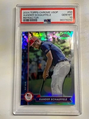 XANDER SCHAUFFELE 2024 Topps Chrome U.S. Olympic Team PSA 10 REFRACTOR card #50 - Image 1 of 2