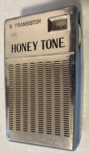 Honey Tone 6 Transistor Radio leather wrist case baby blue WORKS vintage 1962 - Picture 1 of 20
