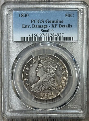 1830 50C Capped Bust Silver Half Dollar, Small 0, PCGS Extra Fine - Image 1 of 4