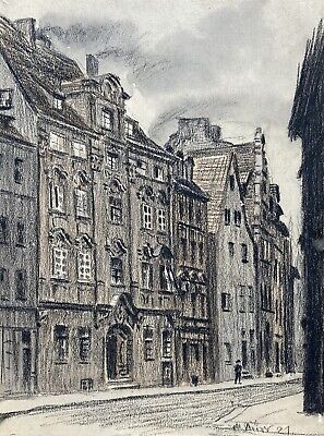 Zeichnung Stadtansicht Weisgerbestraße Sachsen? Dürr 1921 22 X 16,8 Cm • 52.52€