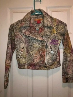 GIRLS APPLE BOTTOMS SMALL MULTI COLOR CHEETA CROP JACKET - Image 1 of 4