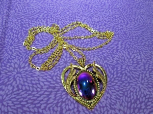 Genuine Rainbow Hematite Pendant Necklace w/ 30" Gold Plated Cable Chain / C - Picture 1 of 16