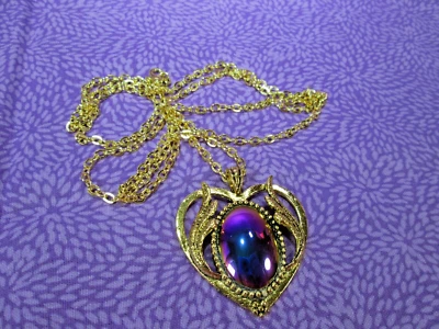 Genuine Rainbow Hematite Pendant Necklace w/ 30" Gold Plated Cable Chain / C - Image 1 of 4