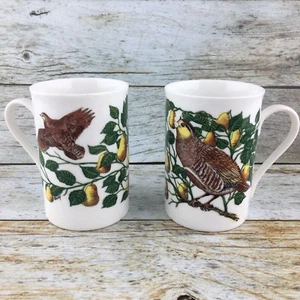 POTPOURRI PRESS Bone China 1993 perdiz pera pájaros café té taza juego 2 - Imagen 1 de 9