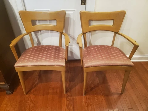 Two Heywood Wakefield Arm/ Dining Chairs Cover