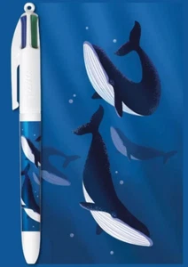 BIC STYLO 4 COULEURS COLLECTOR - EDITION SOUS L'OCEAN - BALEINES - Picture 1 of 2