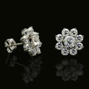 2Ct Round Cut Lab Created Diamond Women's Stud Earring 14K White Gold Plated - Picture 1 of 3