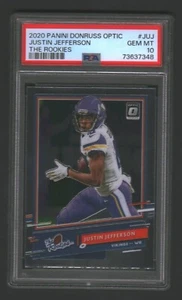 JUSTIN JEFFERSON NFL VIKINGS LSU 2020 DONRUSS OPTIC THE ROOKIES RC LOGO PSA 10 - Picture 1 of 2