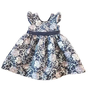 Bonnie Jean Girls' Navy & Pink Brocade Dress - 3T Holiday Christmas Outfit - Picture 1 of 12